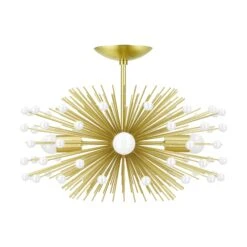 Color Beaded Urchin Flush Mount 20" -Cozy Light World 1 beaded urchin flush mount brass white
