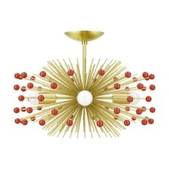 Color Beaded Urchin Flush Mount 20" -Cozy Light World 10 beaded urchin flush mount brass ridinghoodred