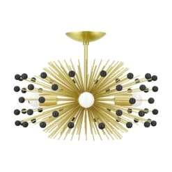 Color Beaded Urchin Flush Mount 20" -Cozy Light World 14 beaded urchin flush mount brass black