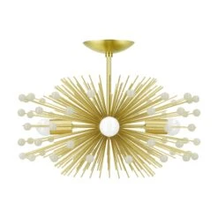 Color Beaded Urchin Flush Mount 20" -Cozy Light World 2 beaded urchin flush mount brass bone