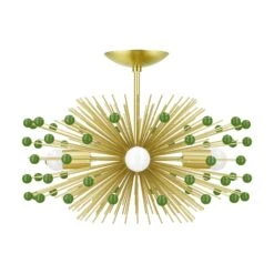 Color Beaded Urchin Flush Mount 20" -Cozy Light World 4 beaded urchin flush mount brass pythongreen