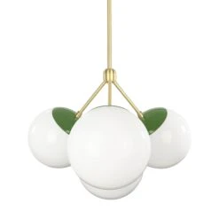Color Tetra Chandelier -Cozy Light World 4 tetra globe chandelier brass pythongreen white