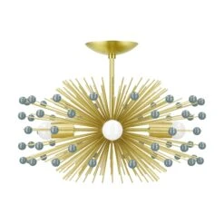 Color Beaded Urchin Flush Mount 20" -Cozy Light World 5 beaded urchin flush mount brass lagoon