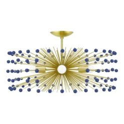 Color Beaded Urchin Flush Mount 27" -Cozy Light World 6 beaded urchin flush mount 27 brass cobalt