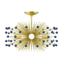 Color Beaded Urchin Flush Mount 20" -Cozy Light World 6 beaded urchin flush mount brass cobalt 1