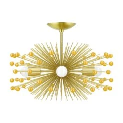 Color Beaded Urchin Flush Mount 20" -Cozy Light World 8 beaded urchin flush mount brass ochre