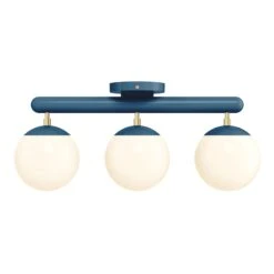 Color Icon 3 Flush Mount -Cozy Light World 8 icon flush mount 3 brass slateblue