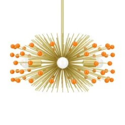 Color Beaded Urchin Chandelier 20" 32 Color Beaded Urchin Chandelier 20" -Cozy Light World 9 beaded urchin chandelier 20 brass orange