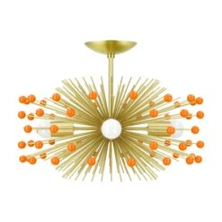 Color Beaded Urchin Flush Mount 20" -Cozy Light World 9 beaded urchin flush mount brass orange