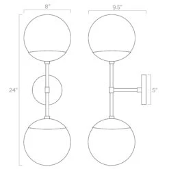 Cap Double Sconce 8" -Cozy Light World ISO 30221 Cap Double Globe Sconce 8