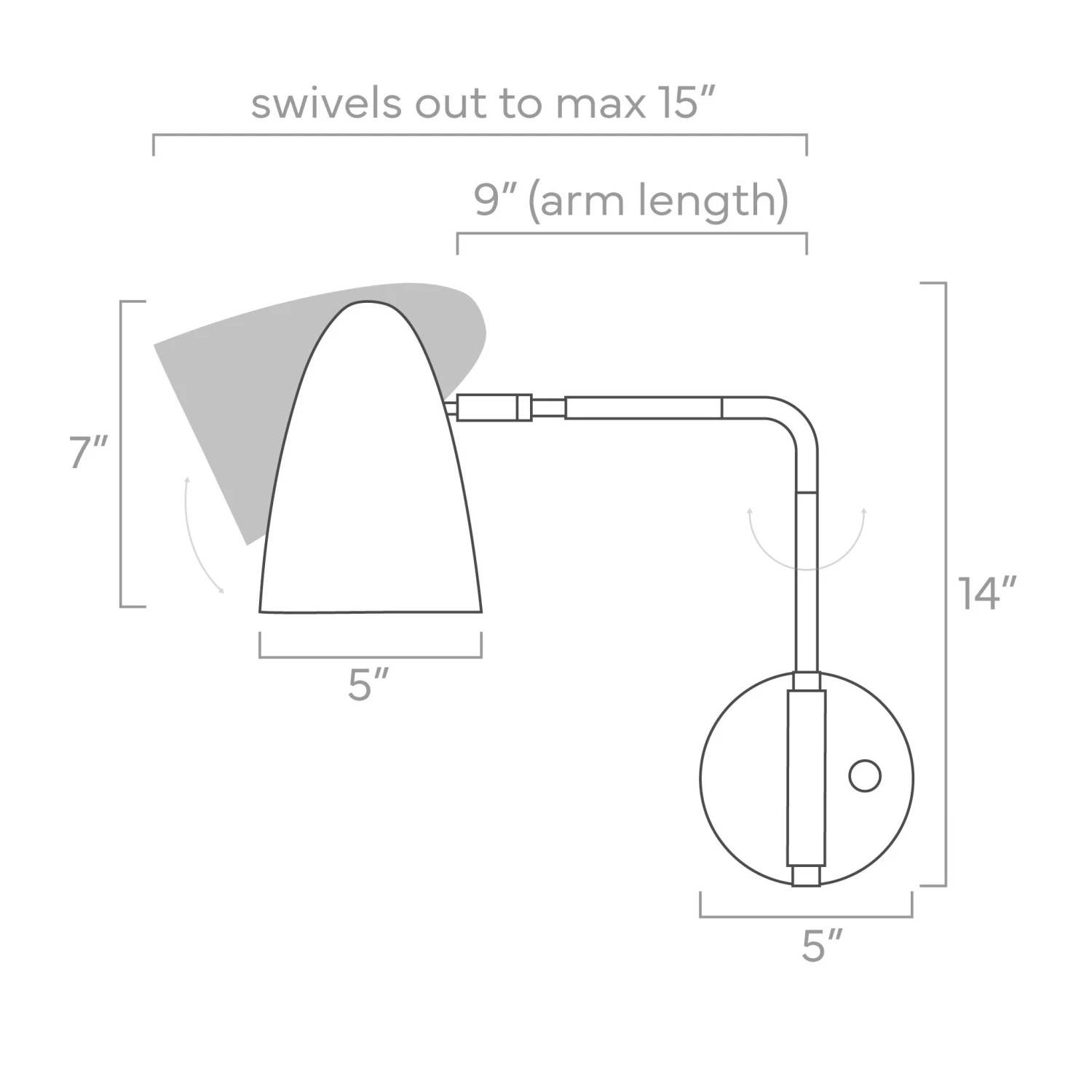 Color Boom Swing Arm Sconce - 9" Arm 5 Color Boom Swing Arm Sconce - 9" Arm - Image 5