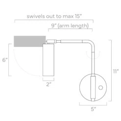 Color Reader Swing Arm Sconce - 9" Arm -Cozy Light World ISO 60128 9 Reader Swing Arm Sconce 9
