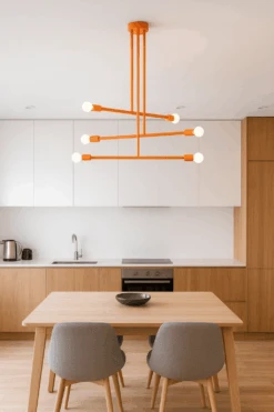 Color Commander Chandelier 29" 22 Color Commander Chandelier 29" -Cozy Light World Minimalist Kitchen with Orange Chandelier