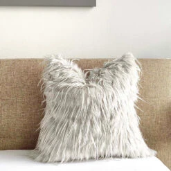 Mongolian Faux Fur Pillow Cover - Wolfy