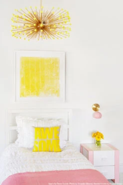 Color Beaded Urchin Chandelier 27" 23 Color Beaded Urchin Chandelier 27" -Cozy Light World beaded urchin chandelier 27 brass yellow lighting by dutton brown space by room secret photo by amanda villarosa 2