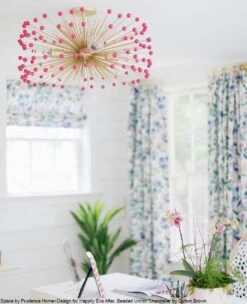 Color Beaded Urchin Flush Mount 27" -Cozy Light World beaded urchin chandelier brass pink lighting by dutton brown space by prudence home design and happily eva after 2