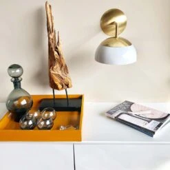 Color Cadbury Sconce 8" 23 Color Cadbury Sconce 8" -Cozy Light World cadbury dome sconce 8 brass white scene 2