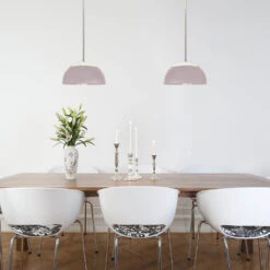 Color Cadbury Pendant 12" -Cozy Light World cadbury pendant 12 nickel blush dining room scene 1