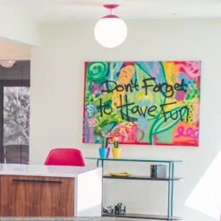 Color Cap Flush Mount 12" -Cozy Light World cap flush mount 12 pink lighting dutton brown kitchen scene photo by gayle lessman wenk design 1