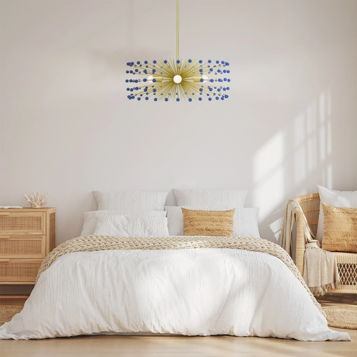 Color Beaded Urchin Chandelier 27" 3 Color Beaded Urchin Chandelier 27" - Image 3