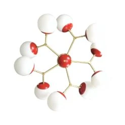 Color Crown Flush Mount 32" 23 Color Crown Flush Mount 32" -Cozy Light World crown globe chandelier 32 brass red white 4