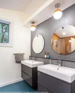 Color Lure Flush Mount 8" 23 Color Lure Flush Mount 8" -Cozy Light World lure globe flush mount 8 nickel orange vanity lighting dutton brown space by exactly designs photo by bob foran photography 1