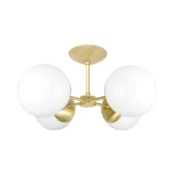 Orbi Flush Mount -Cozy Light World orbi globe flush mount brass white 1