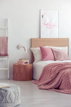 Color Reader Sconce - 10" Arm -Cozy Light World reader sconce 10 nickel barely pink bedroom scene dutton brown 1