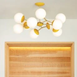 Color Crown Flush Mount 32" 26 Color Crown Flush Mount 32" -Cozy Light World scene crown flush mount 32 brass ochre 1x1 ad