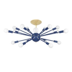 Color Elliptical Sputnik Flush Mount -Cozy Light World sputnik flush mount elliptical brass cobalt 1