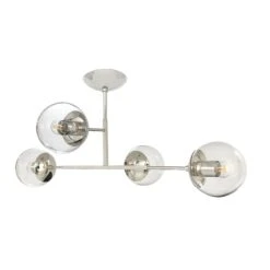 Status Flush Mount 35" 12 Status Flush Mount 35" -Cozy Light World status globe flush mount nickel clear 1
