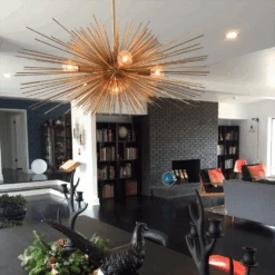 Urchin Chandelier 27" 12 Urchin Chandelier 27" -Cozy Light World urchin chandelier gold 5 27 midcentury dining scene